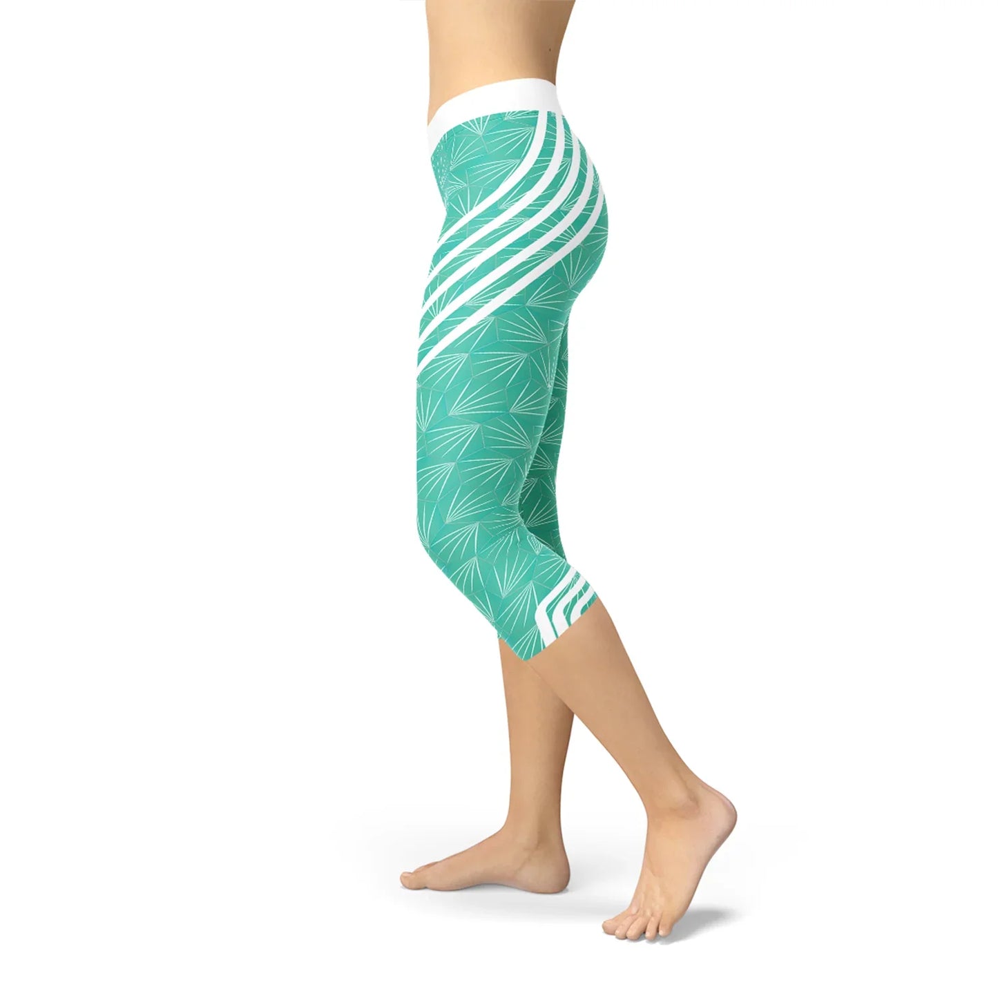 Turquoise Sports Capri Leggings - Which Mark