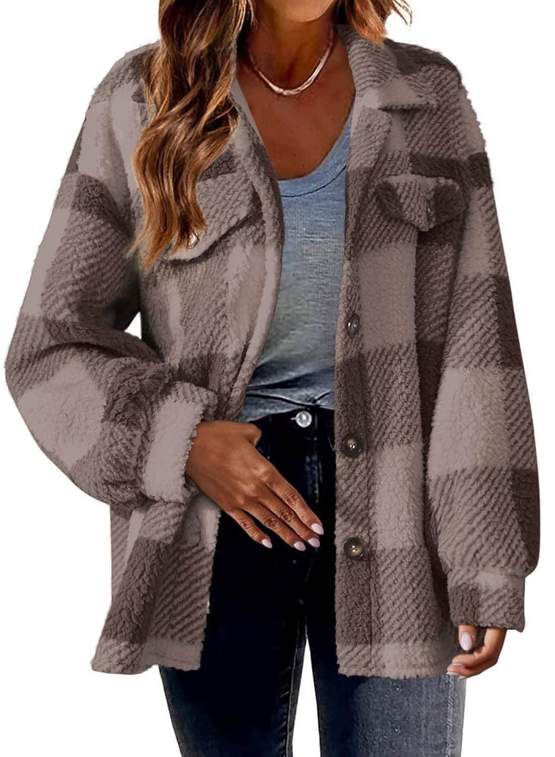 WinterFlair™ – Women's Fashion Jacket Button Plush Coat - Which Mark