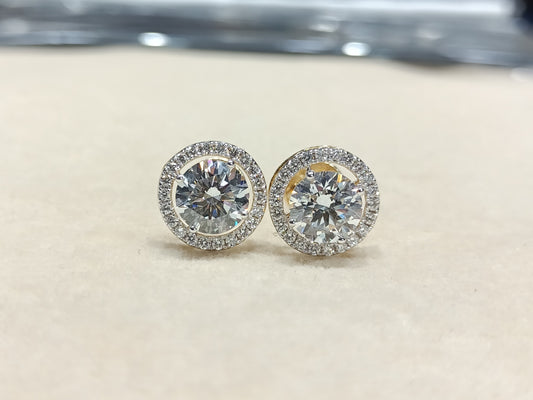 Lab-Grown Diamond Round Shape Halo Earring – LE0021 - Which Mark