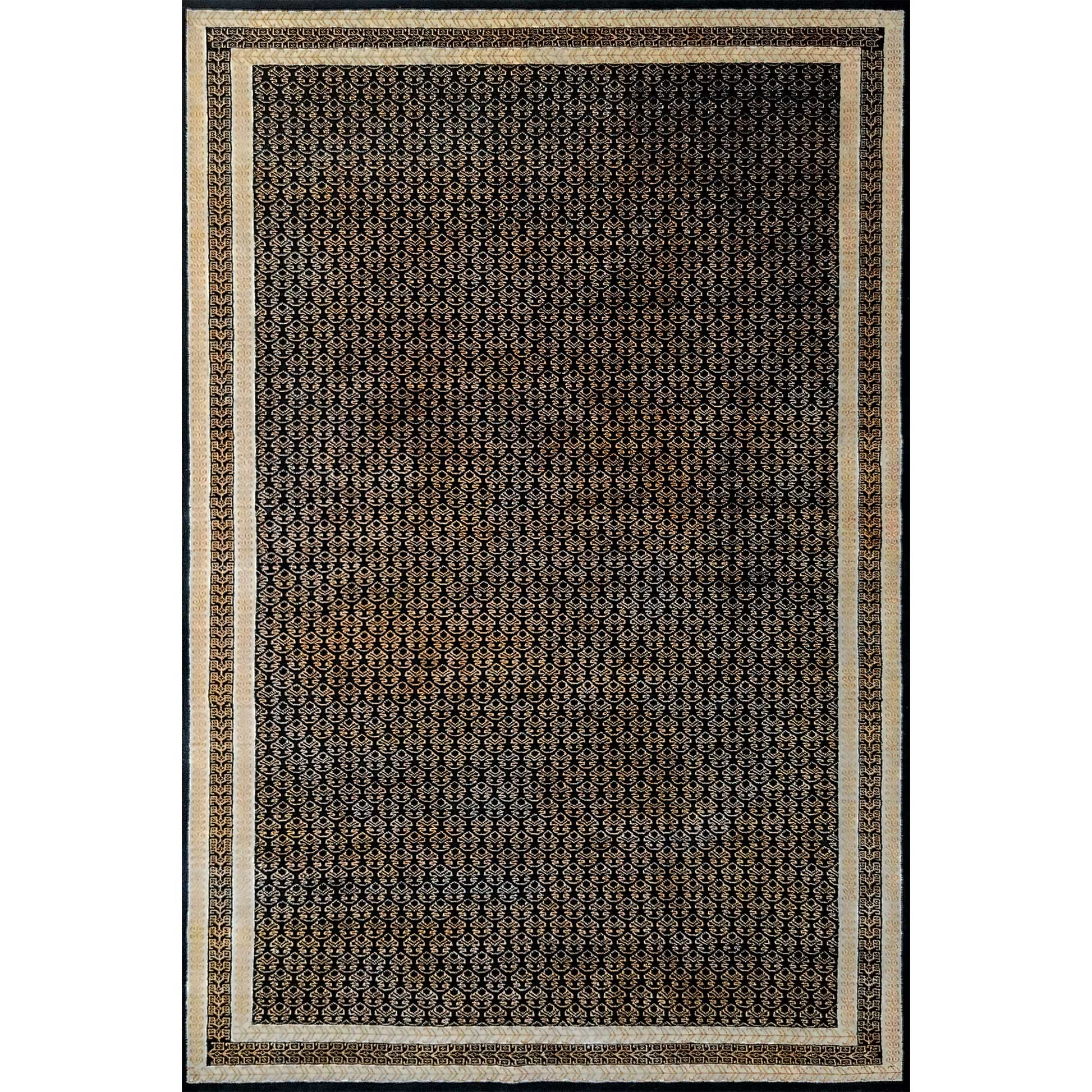 6×9 Feet Black Hand Knotted Wool Carpet - Which Mark