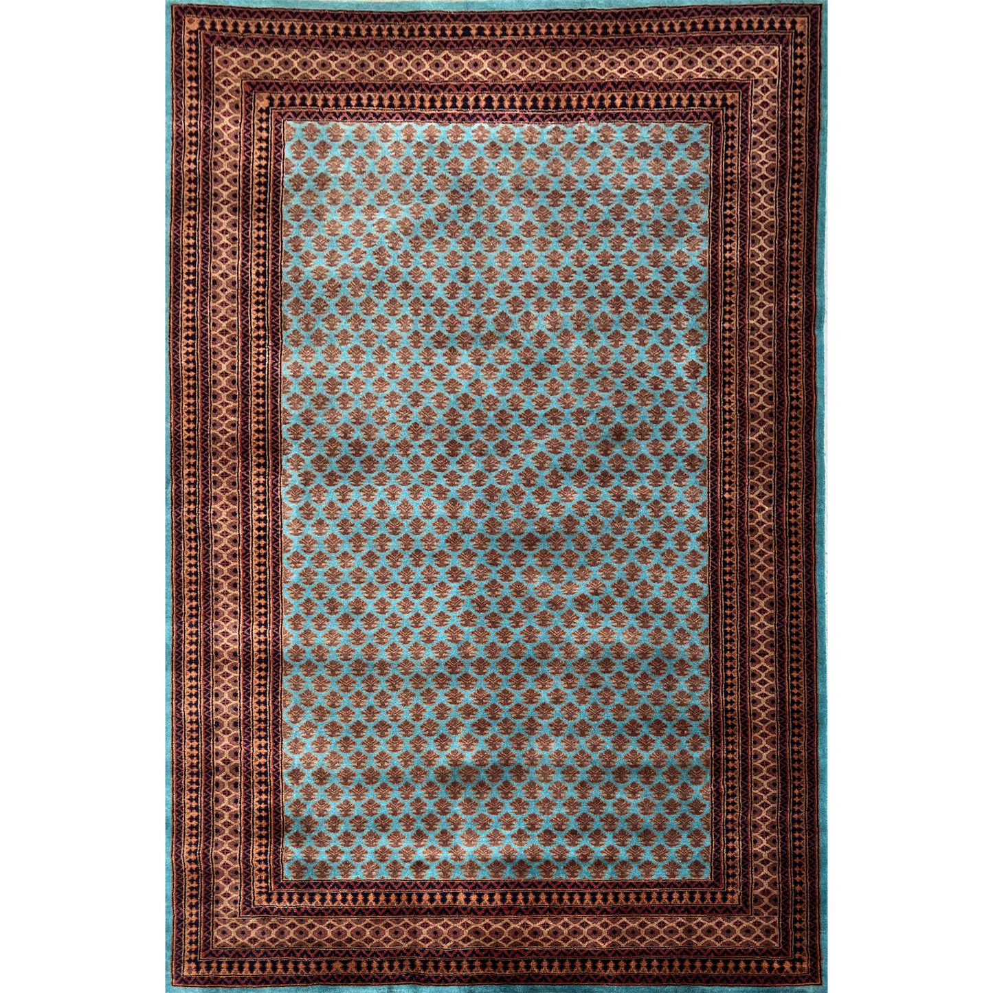 6×9 Feet Turquoise Hand Knotted Wool Carpet Lichi - Which Mark