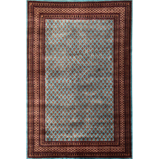 6×9 Feet Turquoise Hand Knotted Wool Carpet Lichi - Which Mark
