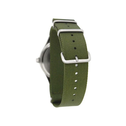 39.5mm field quartz watch with nylon 6 strap in olive drab colour - Which Mark