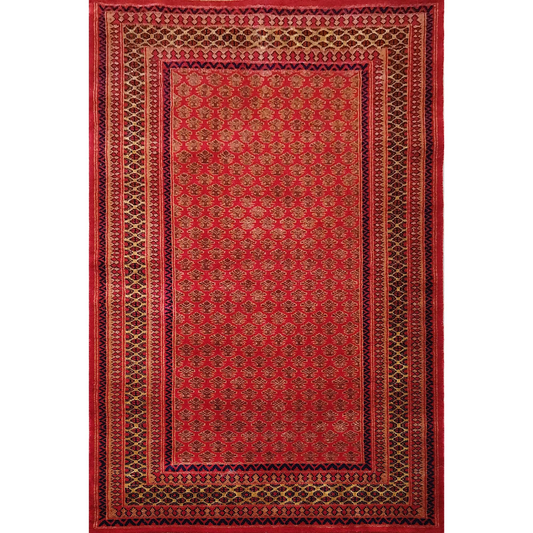 4×6 Feet Hand Knotted Wool Carpet Red - Which Mark