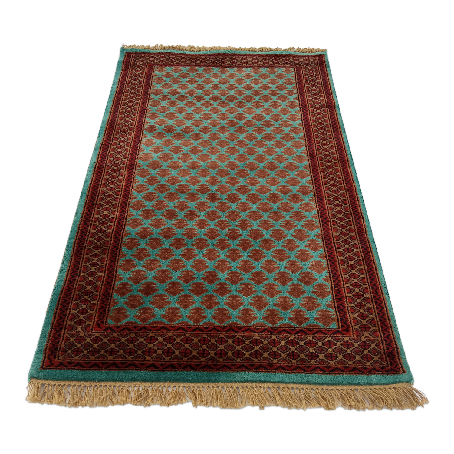 3×5 Feet Hand Knotted Lichi Wool Carpet Turquoise - Which Mark