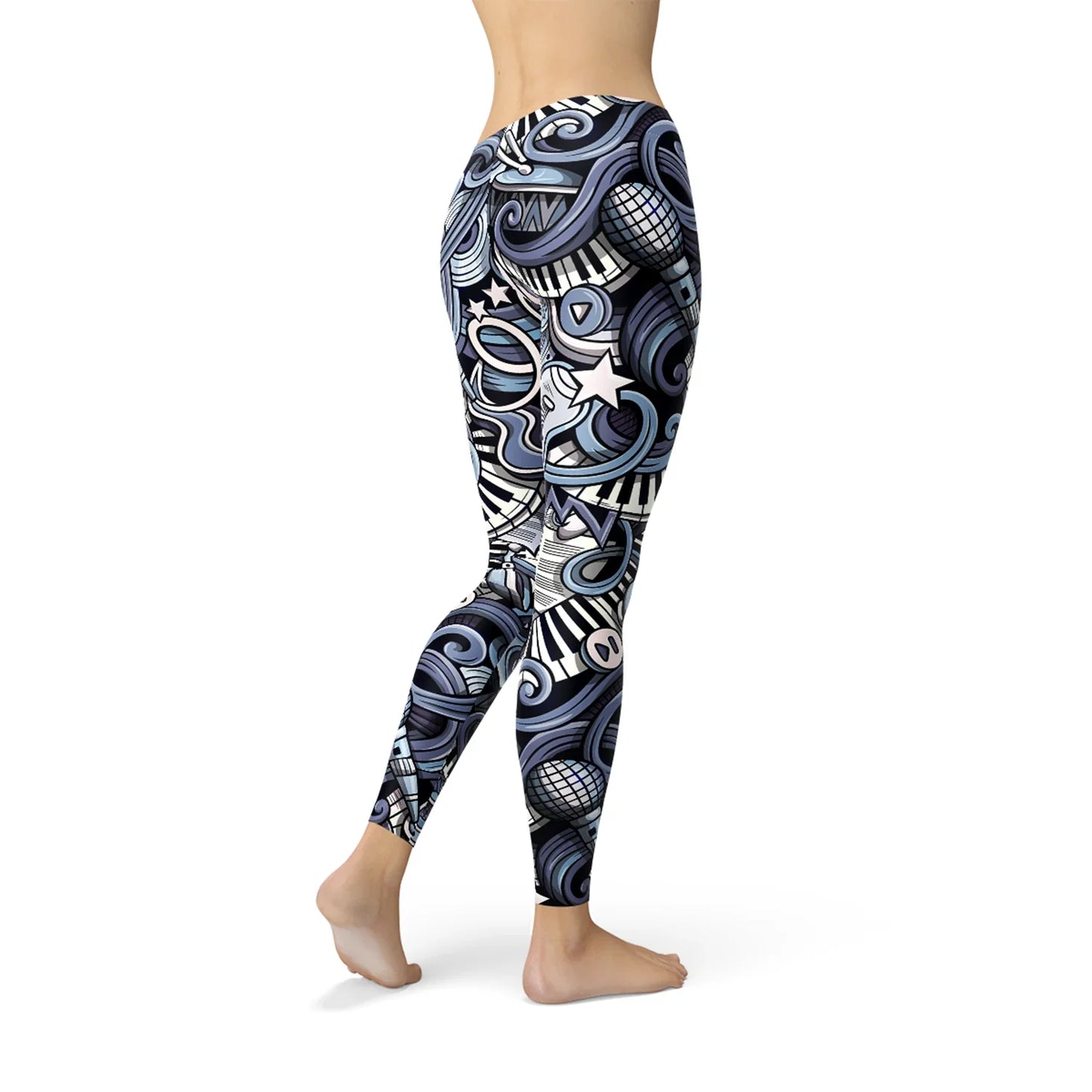 Womens Music Blue Leggings - Which Mark