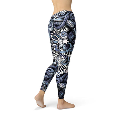 Womens Music Blue Leggings - Which Mark