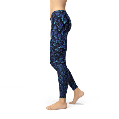 Womens Blue Mermaid Scale Leggings - Which Mark