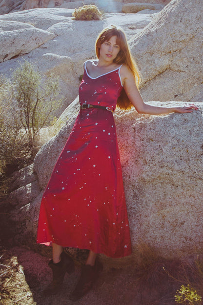 Andromeda Silk Slip Dress in Cosmic Crimson - Which Mark