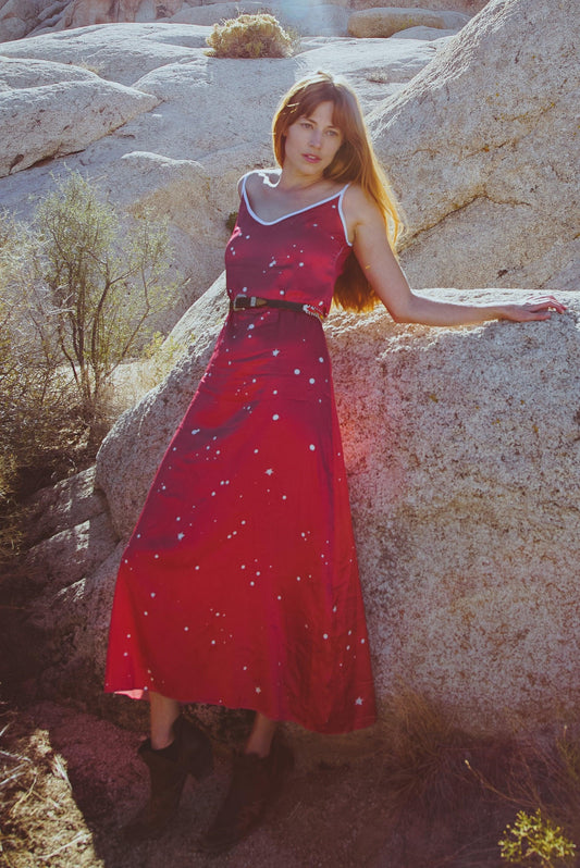Andromeda Silk Slip Dress in Cosmic Crimson - Which Mark