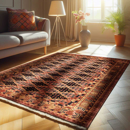 5×7 Feet Peach Hand Knotted Wool Carpet Bukhara - Which Mark