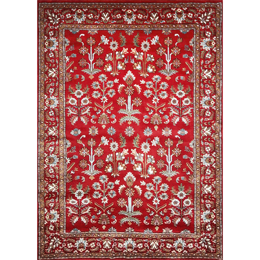 5×7 Feet Handmade Wool Carpet Red Hand Knotted Floral - Which Mark