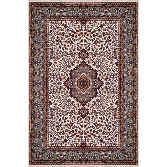 4×6 Feet Hand Knotted Persian Wool Carpet White - Which Mark