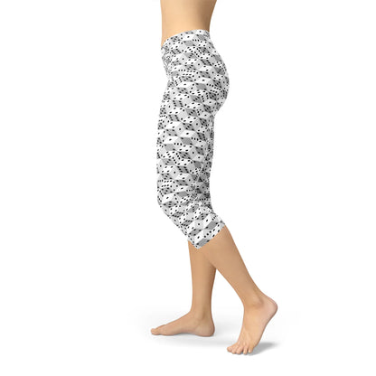 Womens Black and White Dice Capri Leggings - Which Mark