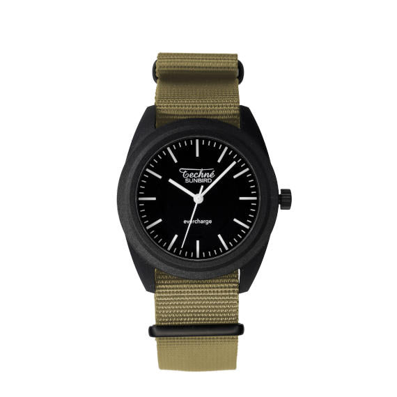 38.0mm solar ranger watch with nylon 6 strap in beige colour - Which Mark