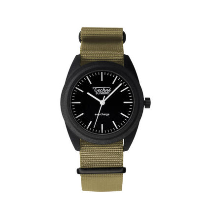 38.0mm solar ranger watch with nylon 6 strap in beige colour - Which Mark