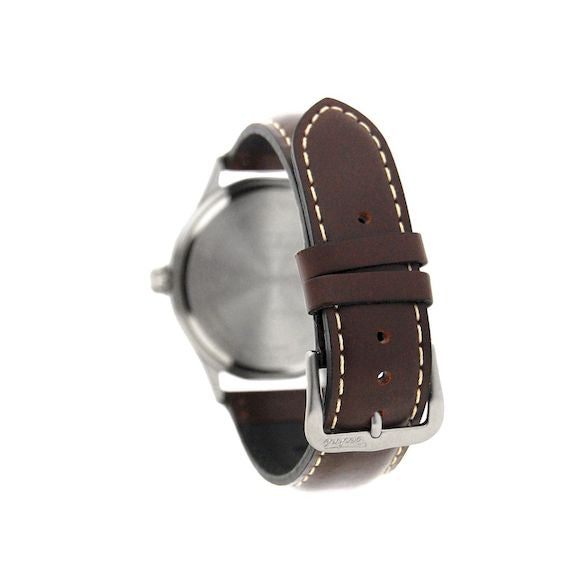 39.5mm navigation watch with strap in chestnut colour leather - Which Mark