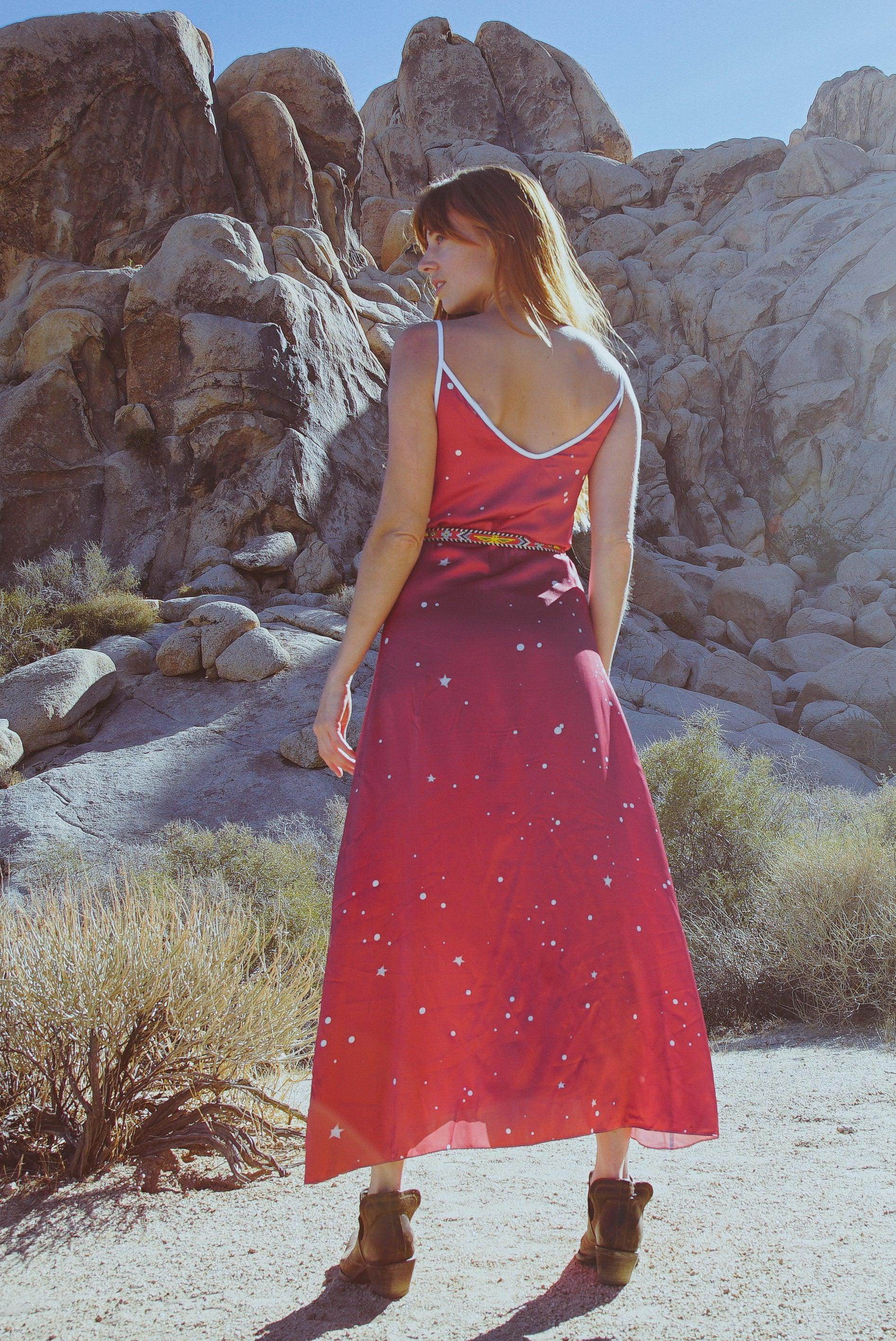 Andromeda Silk Slip Dress in Cosmic Crimson - Which Mark