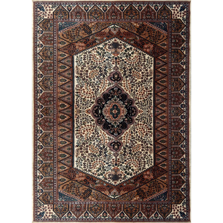 5ft×7ft White Hand Knotted Persian Carpet Wool - Which Mark