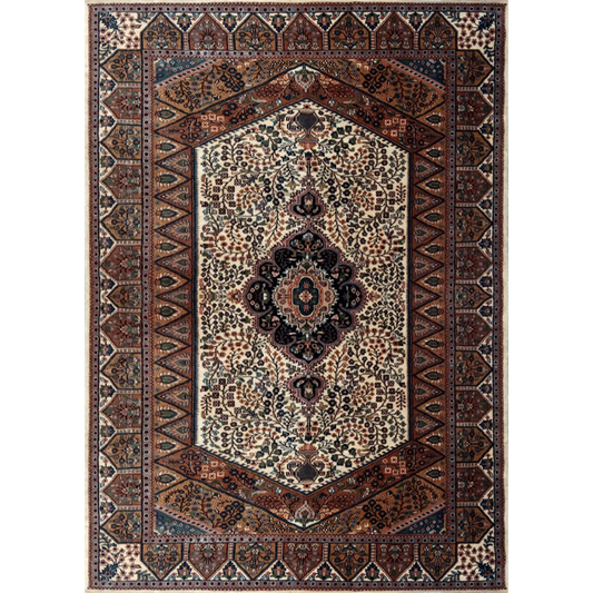 5ft×7ft White Hand Knotted Persian Carpet Wool - Which Mark