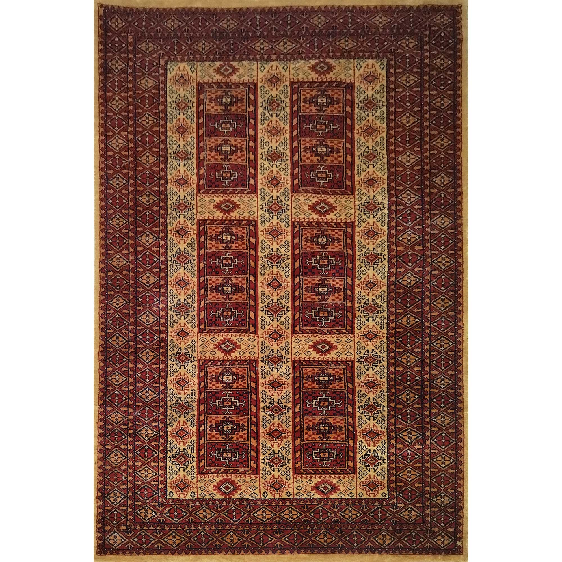 4×6 feet Hand Knotted Wool Carpet Camel Dubba - Which Mark