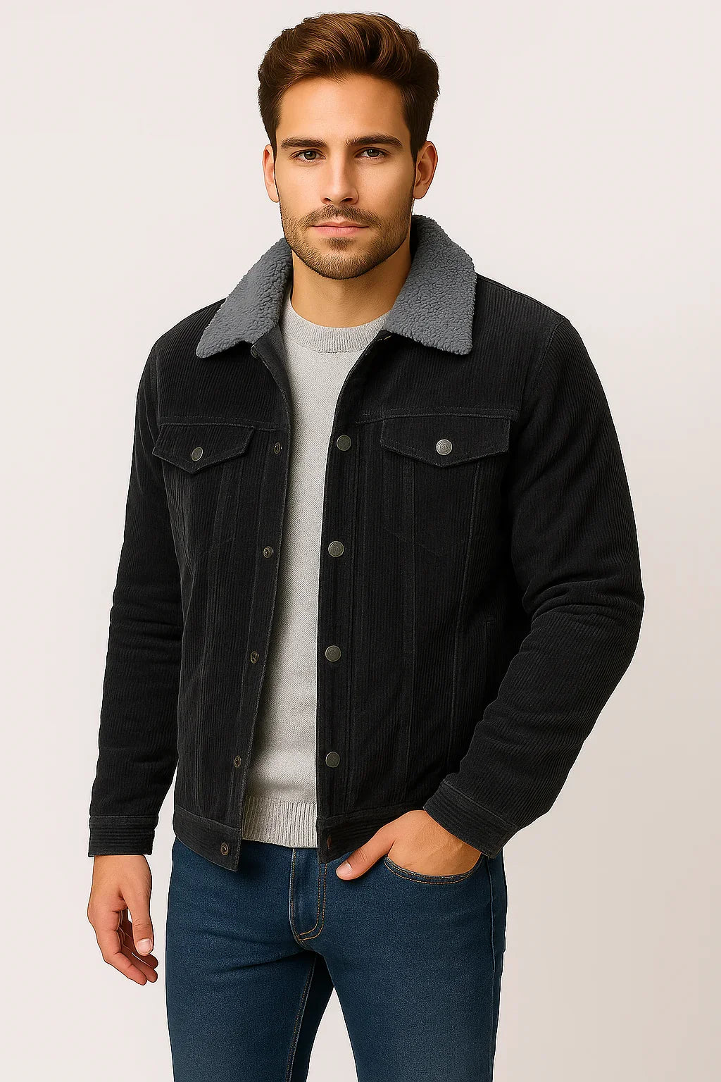 NordWool™ – Corduroy Lapel Plush Jacket for Men - Which Mark