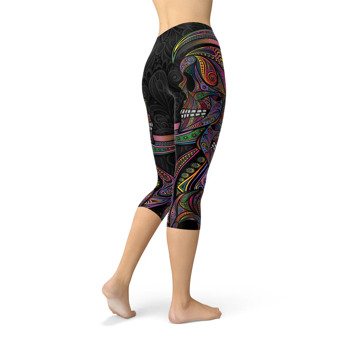 Womens Sugar Skull Capri Leggings - Which Mark