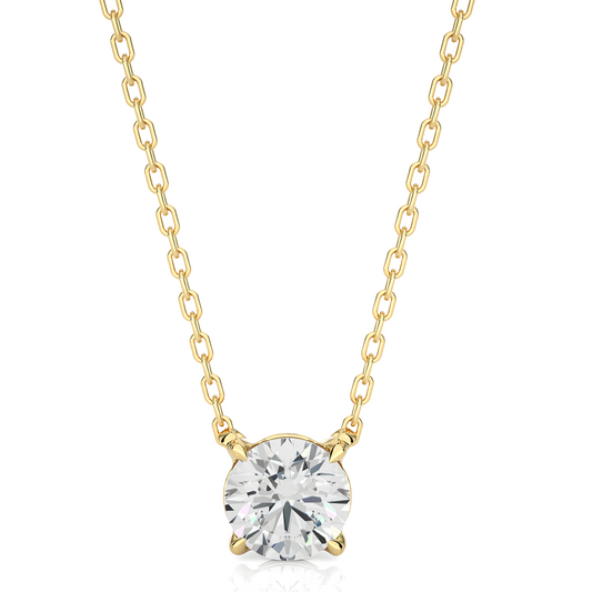 Yellow Gold Moissanite Round Shape Pendant – PT0045 - Which Mark