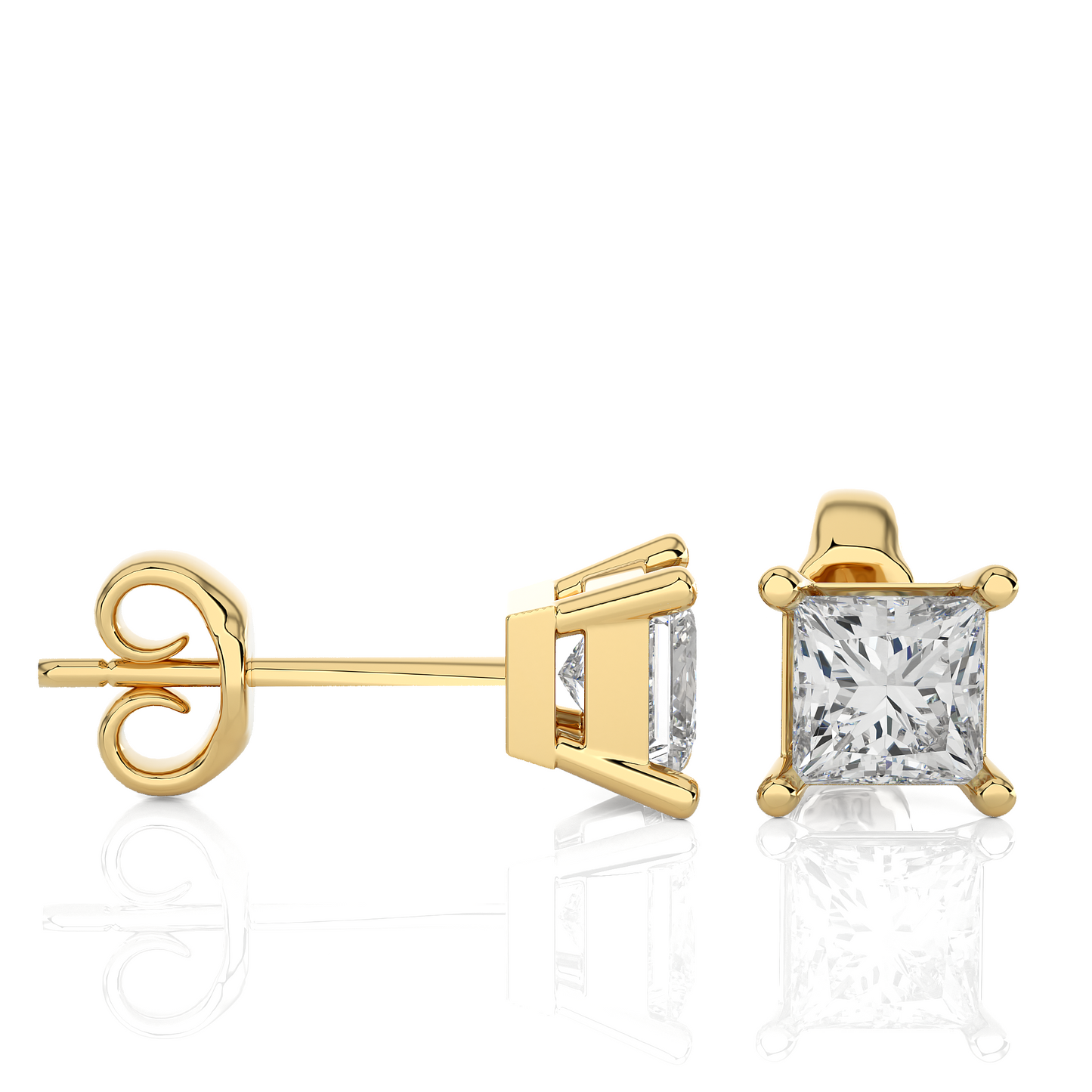 Yellow Gold Moissanite Single Solitaire Princess Earring – WE0074 - Which Mark