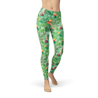 Womens Green Cactus Leggings - Which Mark