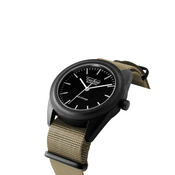 38.0mm solar ranger watch with nylon 6 strap in beige colour - Which Mark