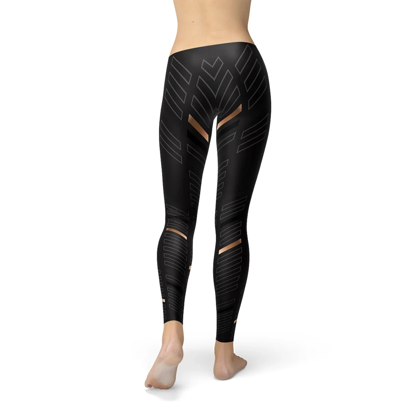 Womens Sports Stripes Black Leggings - Which Mark
