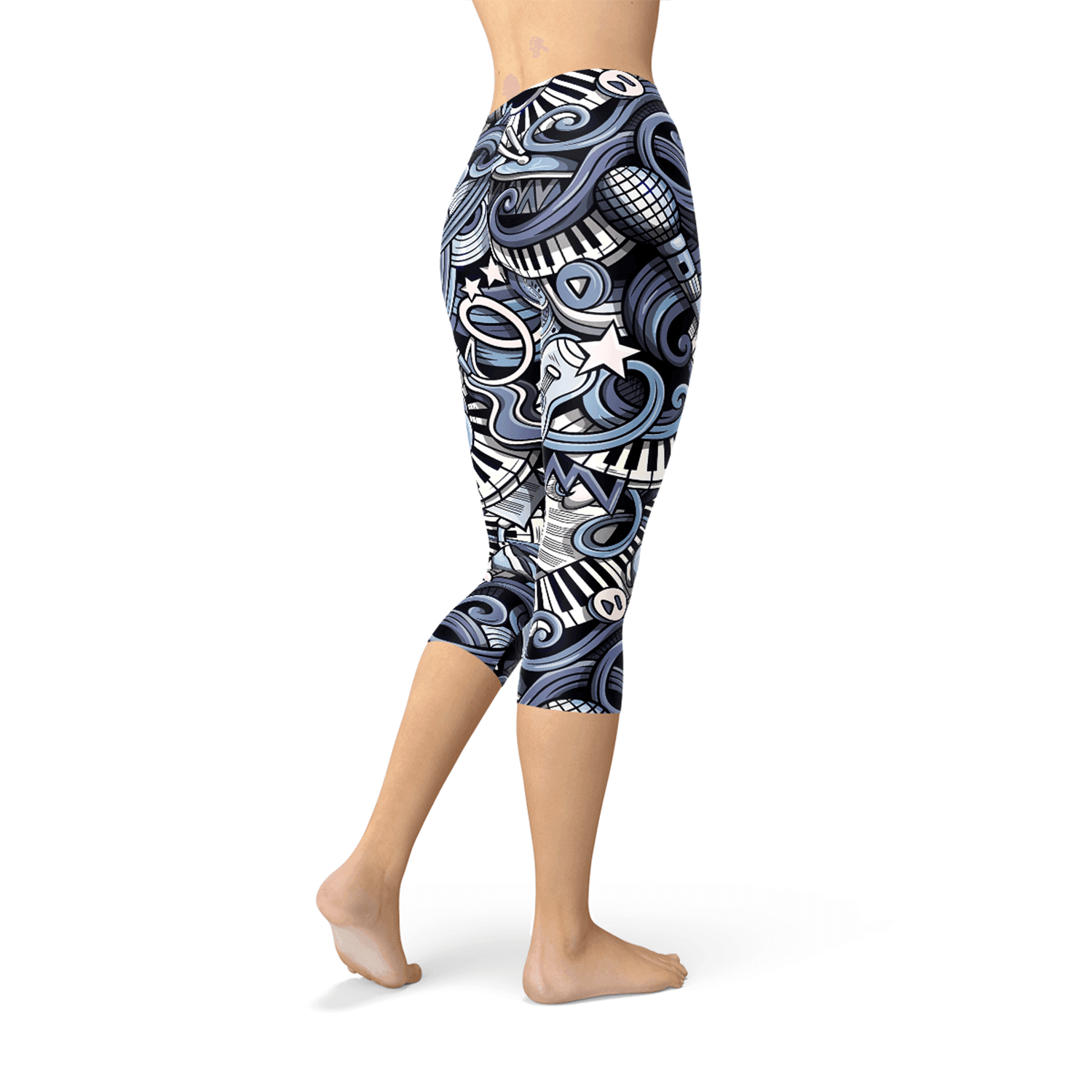 Womens Music Blue Capri Leggings - Which Mark