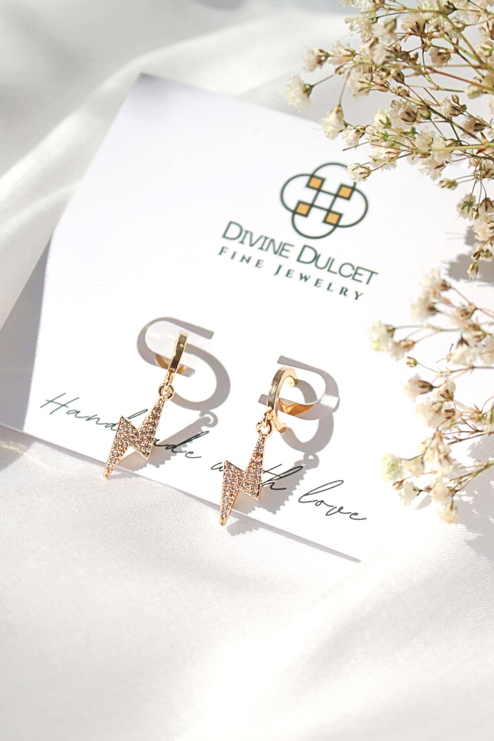 24 Karat CZ Lighting Bolt Earrings - Which Mark