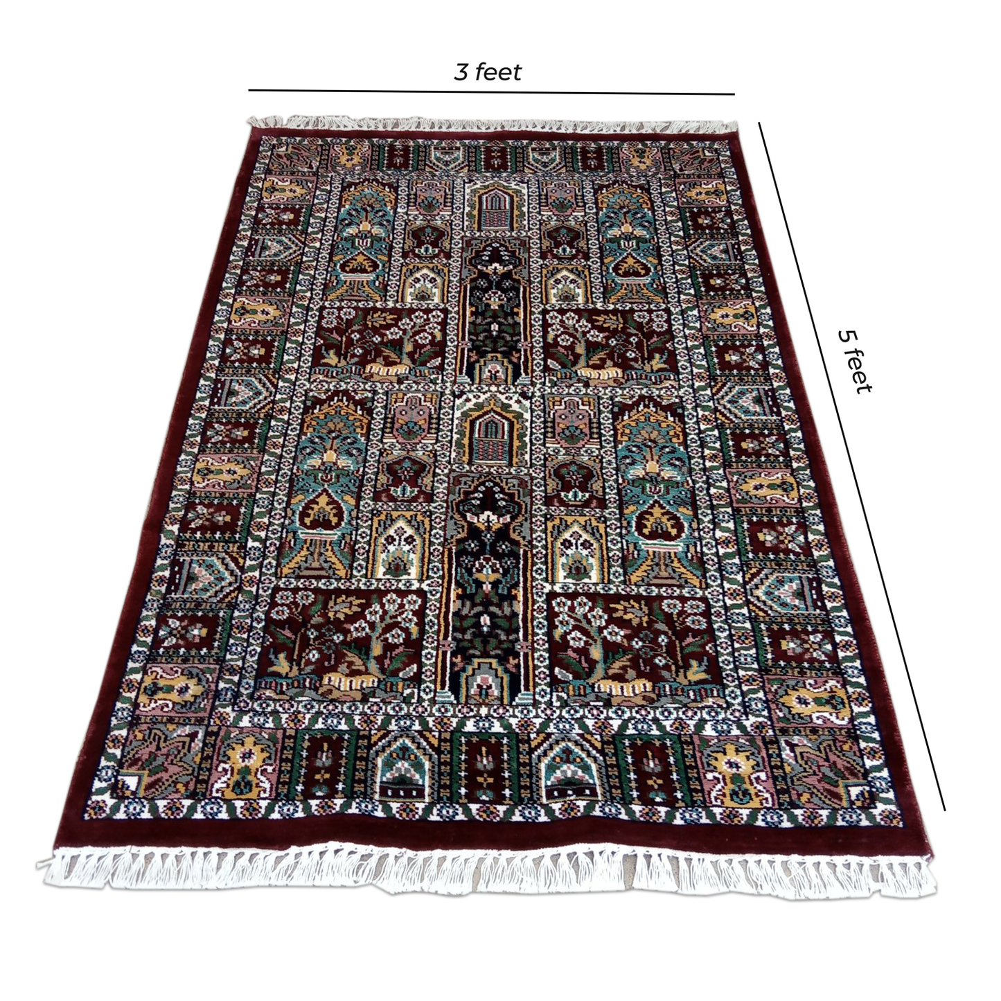 3ft×5ft Hand Knotted Viscose Silk Carpet Hamadan - Which Mark