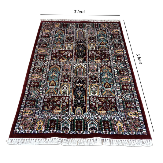 3ft×5ft Hand Knotted Viscose Silk Carpet Hamadan - Which Mark