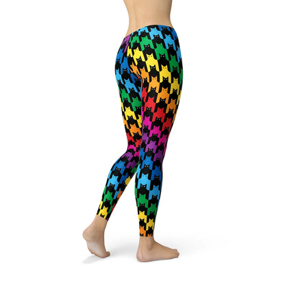 Womens Cat Houndstooth Leggings - Which Mark
