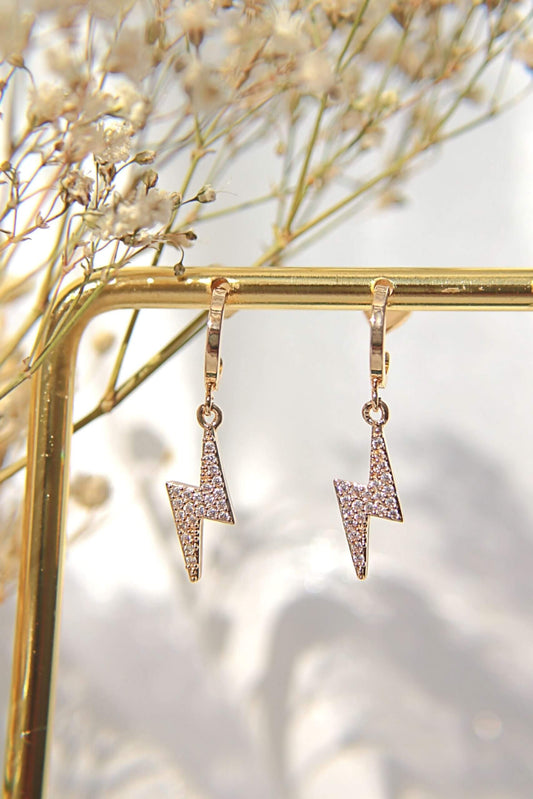 24 Karat CZ Lighting Bolt Earrings - Which Mark