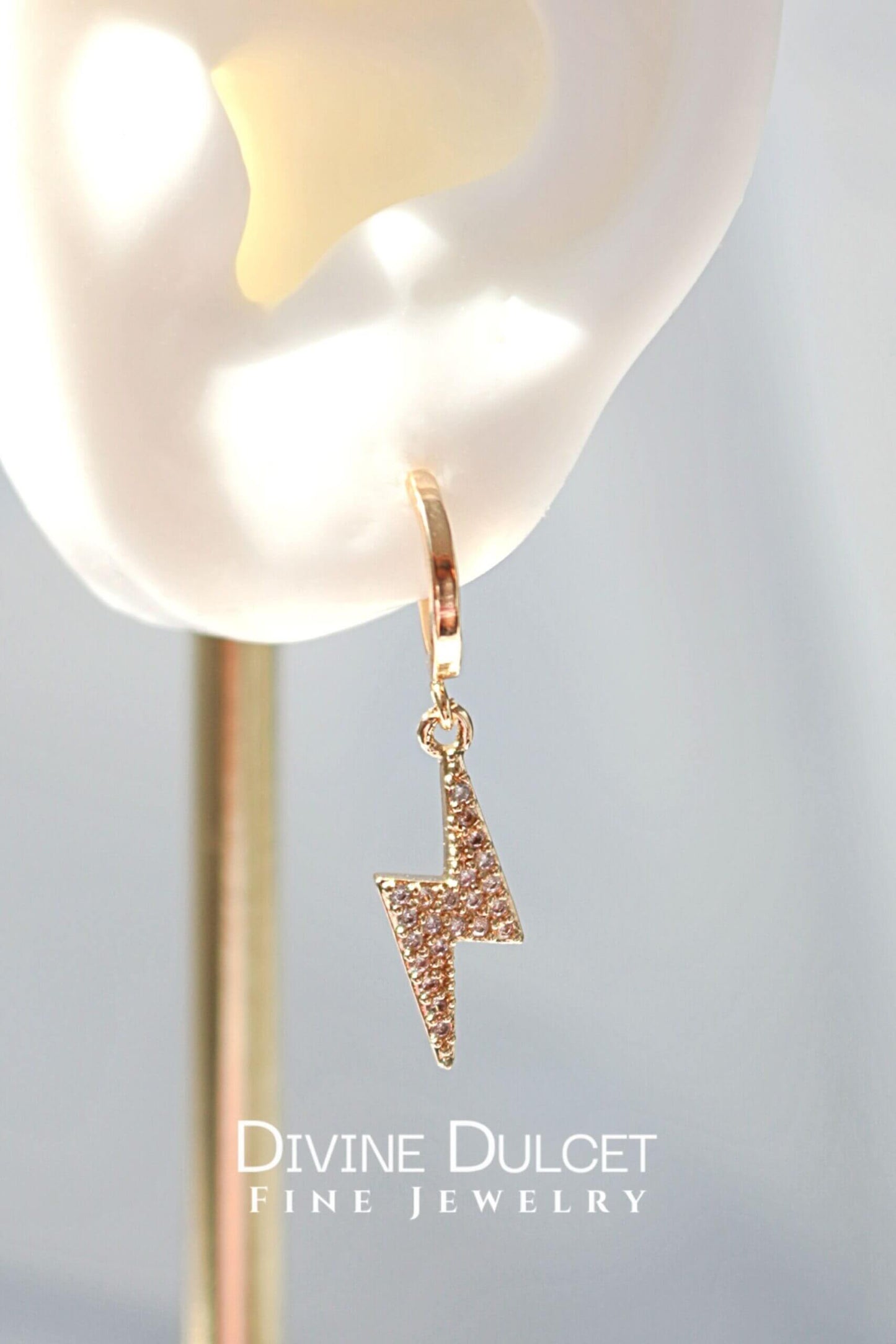 24 Karat CZ Lighting Bolt Earrings - Which Mark