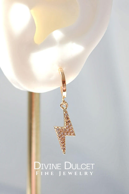 24 Karat CZ Lighting Bolt Earrings - Which Mark