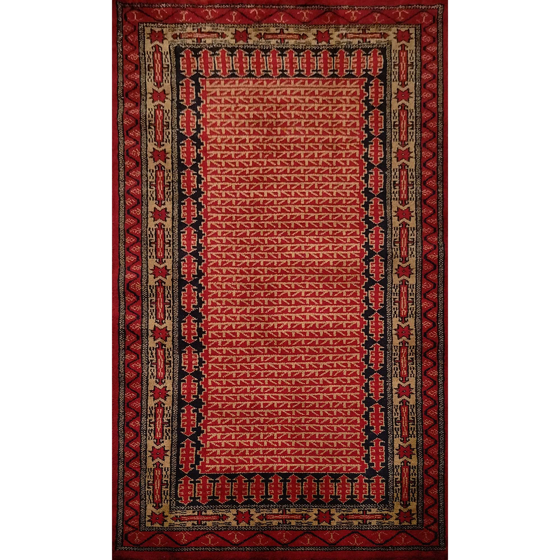 3×5 feet Hand Knotted Tribal Wool Carpet Red - Which Mark