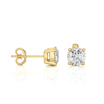 Yellow Gold Moissanite Round Shape Earring – WE0094 - Which Mark