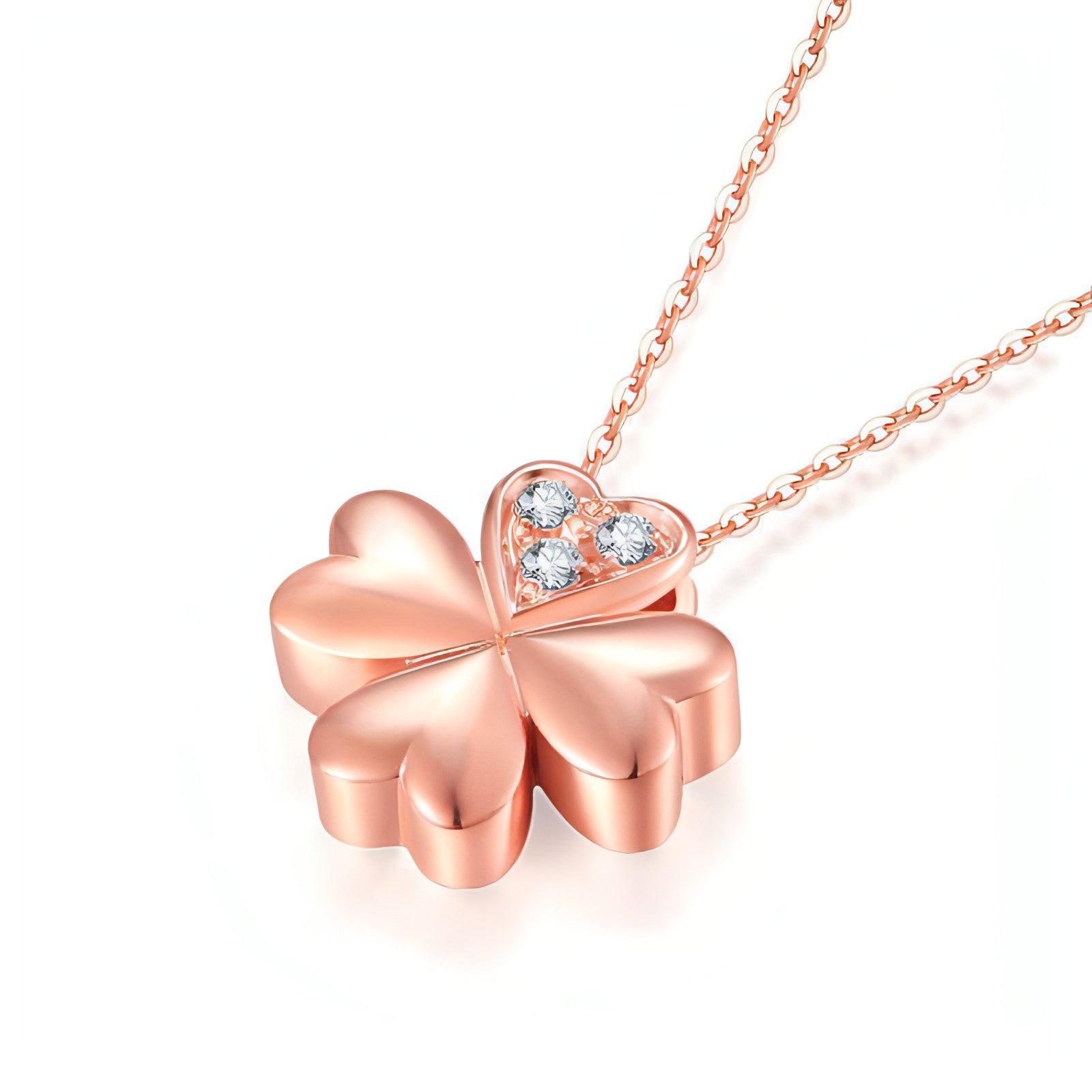 Rose Gold Clover Diamond Pendant Necklace - Which Mark