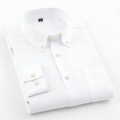 Men's Oxford Pure Color Slim Shirt For Young And Middle-aged People - Which Mark