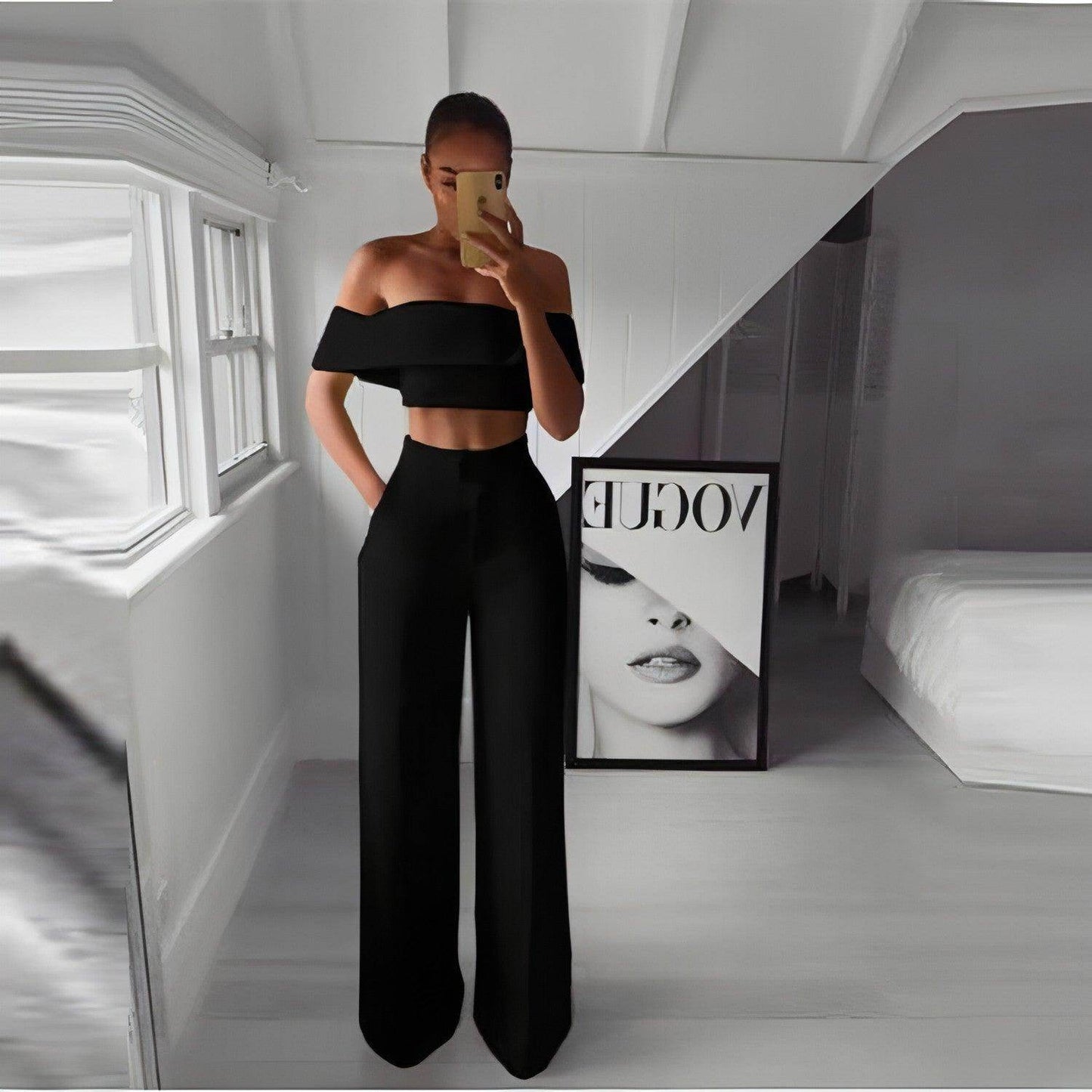 FlexiChic™ – Wide Leg Pants & Crop Top Two-Piece Set - Which Mark