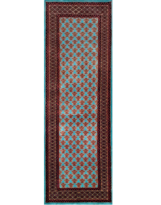 2×6 Feet Handmade Wool Carpet Runner Turquoise - Which Mark
