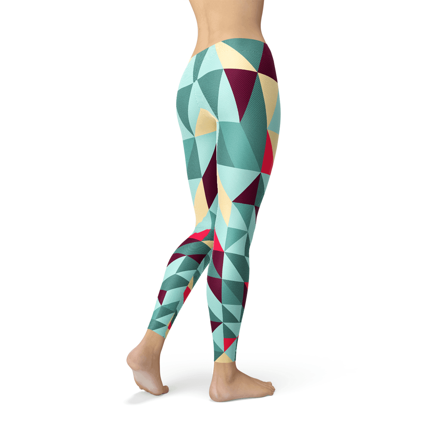 Womens Leggings w/ Colorful Geometric Triangles - Which Mark