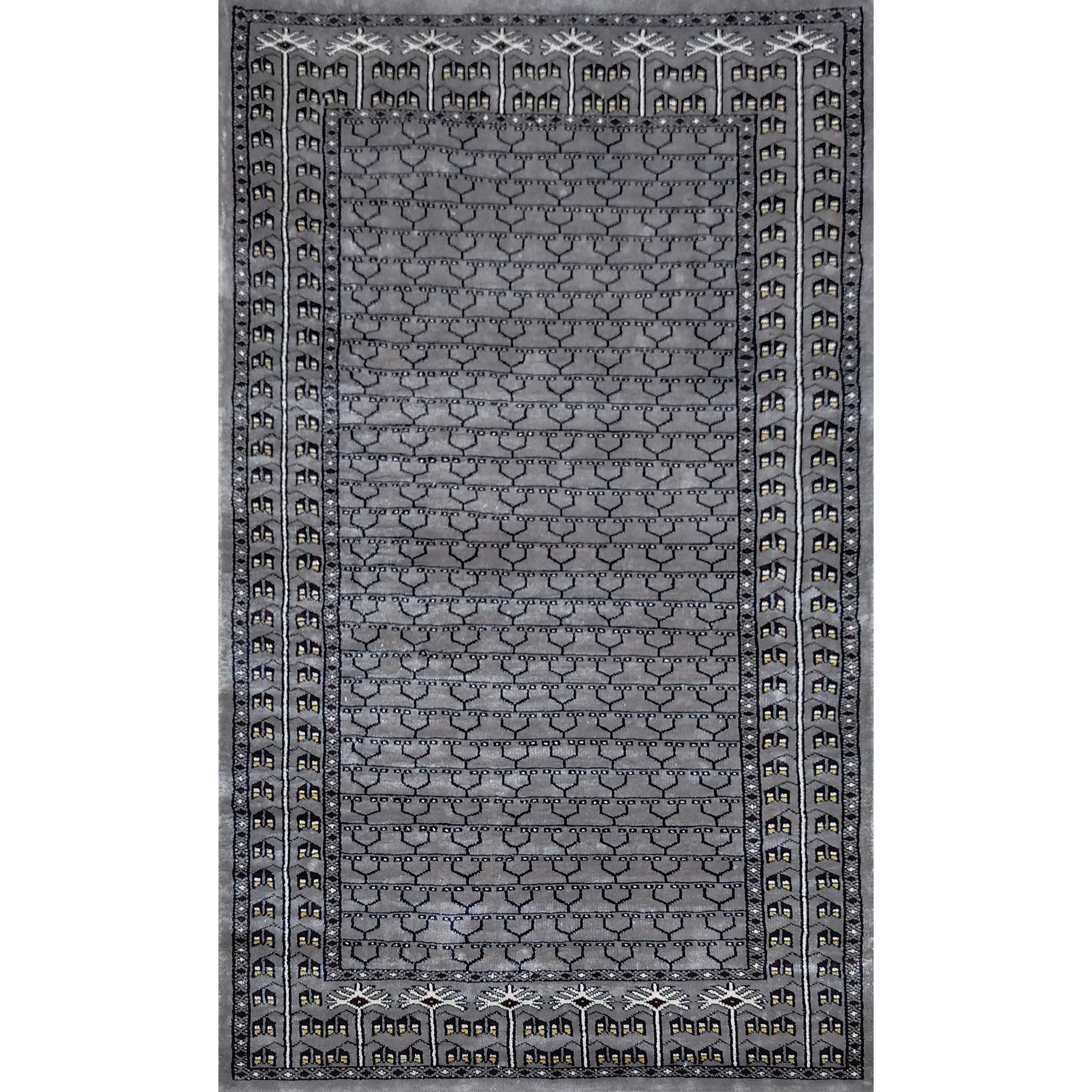 3×5 ft Hand Knotted Art Silk Gray Carpet Parda - Which Mark