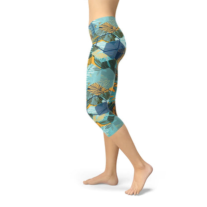 Womens Hexagon Floral Capri Leggings - Which Mark
