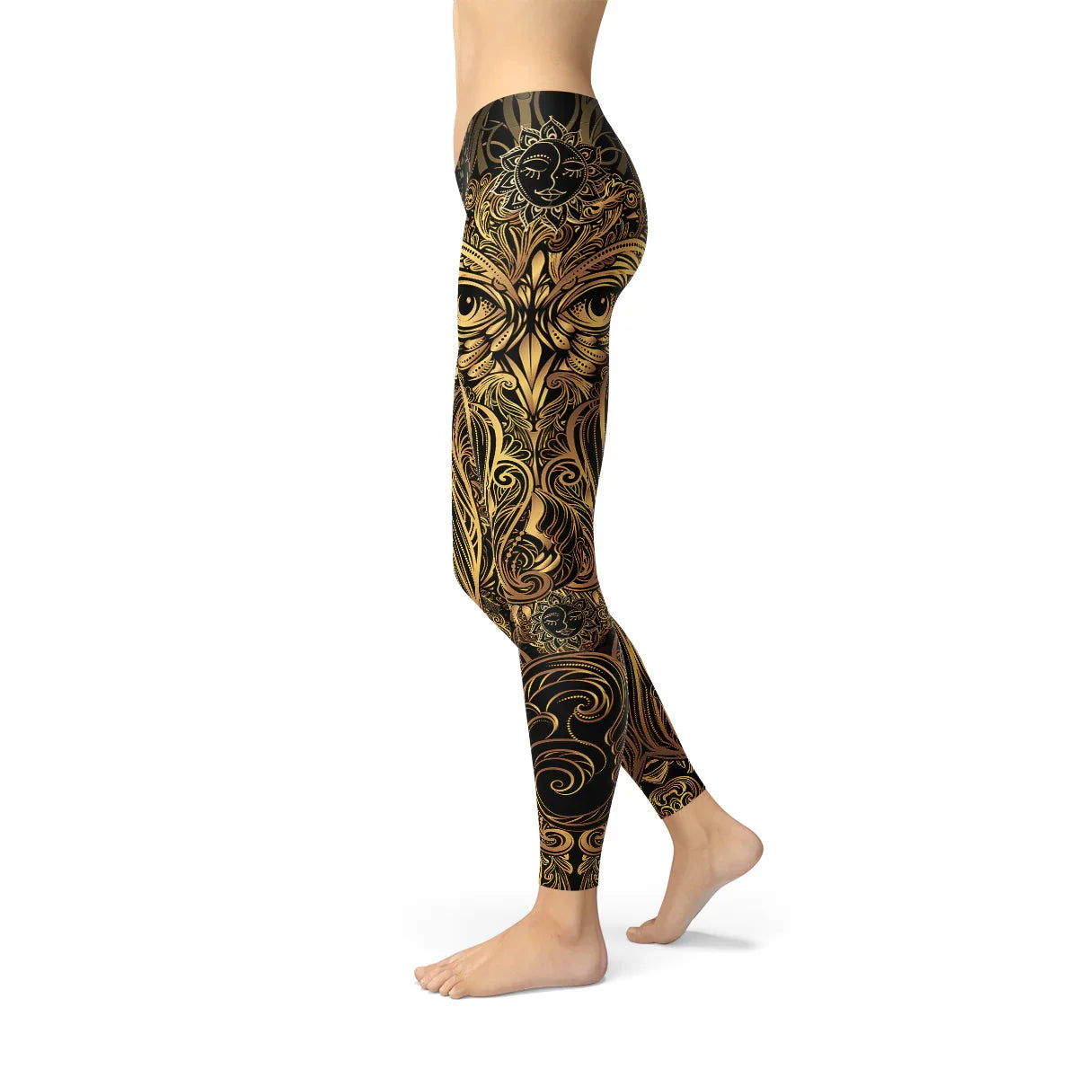 Womens Golden Ornament Owl Leggings - Which Mark